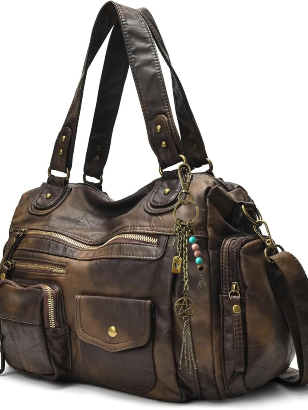 Worldlyda Crossbody Bags for Women Large Tote Soft Leather Purses Washed Y2K Hob
